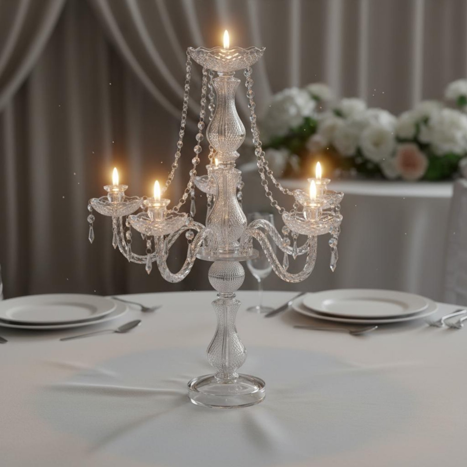 Candle Holder Supplies - Kryształowy Kandelabr Elegancki Ślubny Kandelabr Kryształowy